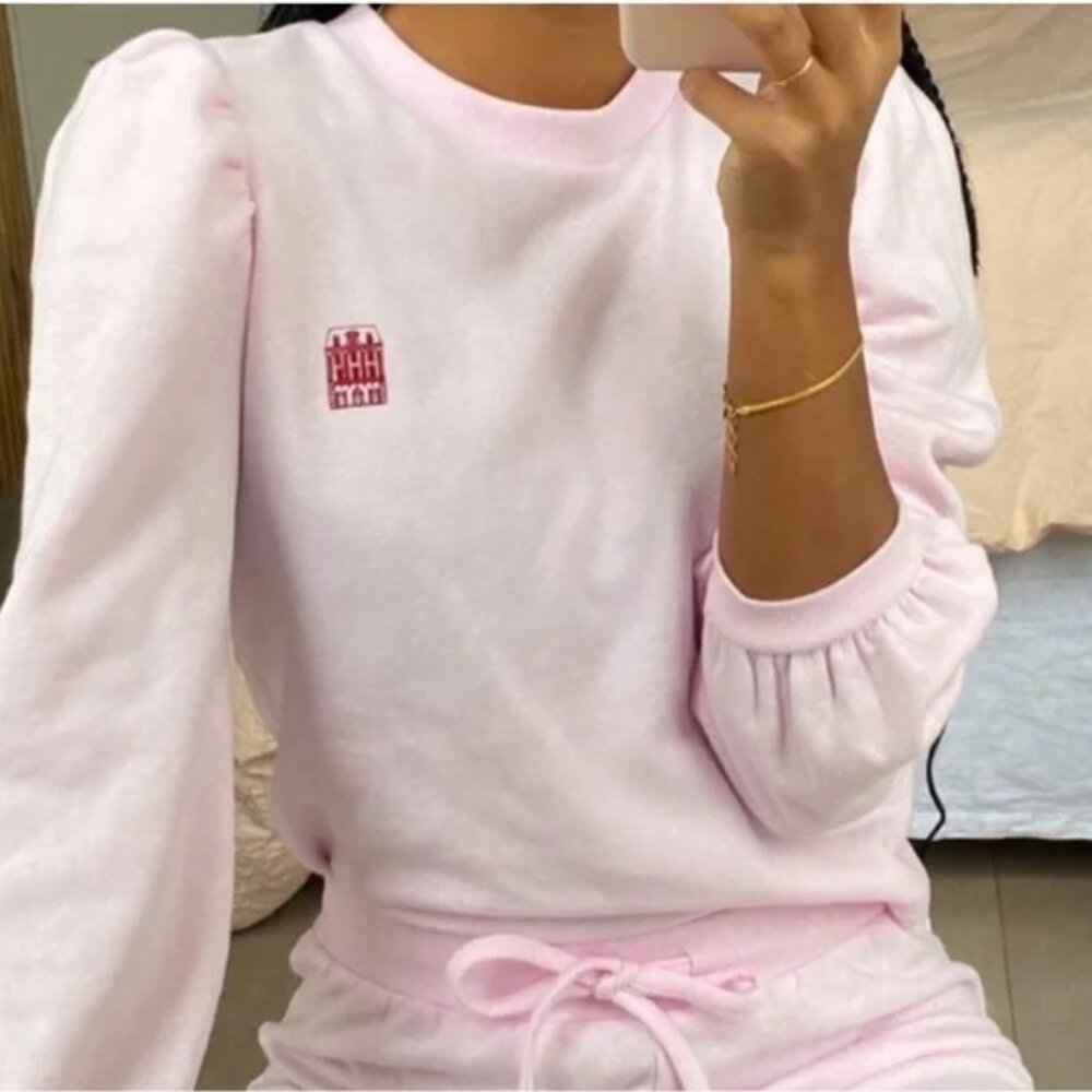 Hill House Teddy Puff Sleeve Sweatshirt Lounge Top S